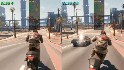DLSS 4.5画面对比 赛博朋克2077帧数翻倍