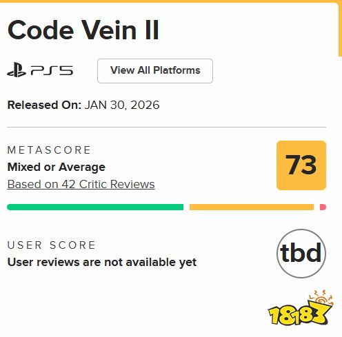 噬血代码2 Metacritic评分页面截图或游戏封面
