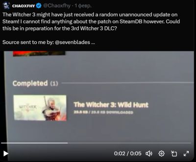 巫师3狂猎Steam版获数KB更新 未公开调整引新DLC猜测