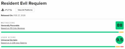 生化危机9安魂曲成M站用户评分历史第一 9.5分登顶