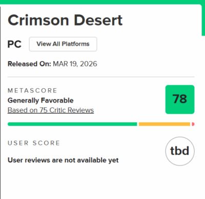 红色沙漠M站均分78分 媒体评价两极分化
