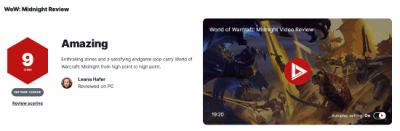 魔兽世界至暗之夜 IGN 9分 终局玩法畅快