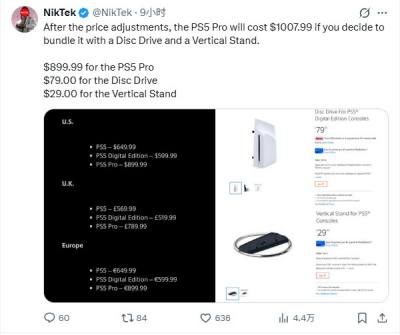 PS5 Pro配光驱支架超1000美元 价格飙升引热议