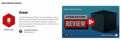 Steam Machine起售价1049美元 IGN评测8分称入门PC最优解