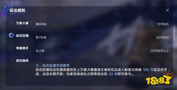 王者万象棋钻石狂潮开启条件是什么 钻石狂潮解锁条件一览