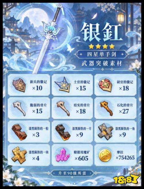 原神四星单手剑银釭要刷什么材料 原神7.1版本最新武器材料攻略