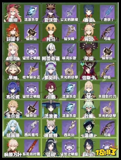 原神7.0全角色最佳四星武器平替推荐攻略 原神最新角色武器搭配