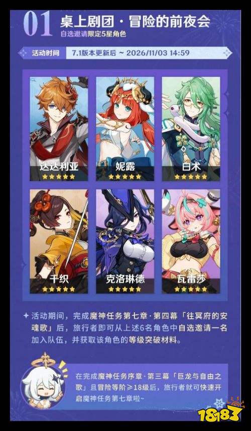 原神7.1限定五星六选一有哪些 原神六周年限定五星角色怎么拿
